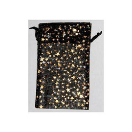 4" x 5" Black organza pouch with Gold Stars