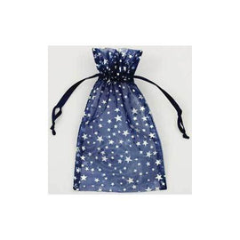 4" x 5" Blue organza pouch w/ Silver Stars