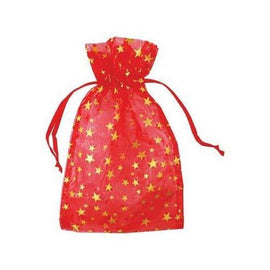 4" x 5" Red organza pouch w/ Gold Stars