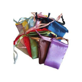 12 pk 1 3/4" x 2" mixed colors Satin Drawstring pouches