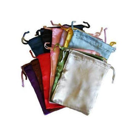 12 pk 5" x 6" mixed colors Satin Drawstring pouches