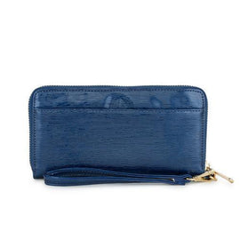 Kate Navy Faux Textured Leather Clutch