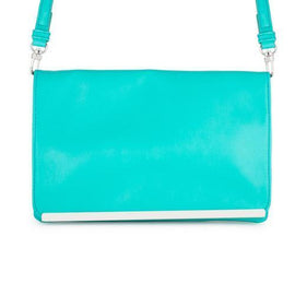 Martha Aqua Leather Purse Clutch With Silver Hardware