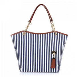 Women's Lady Street Snap Tote Bag Canvas Handbag - Blue